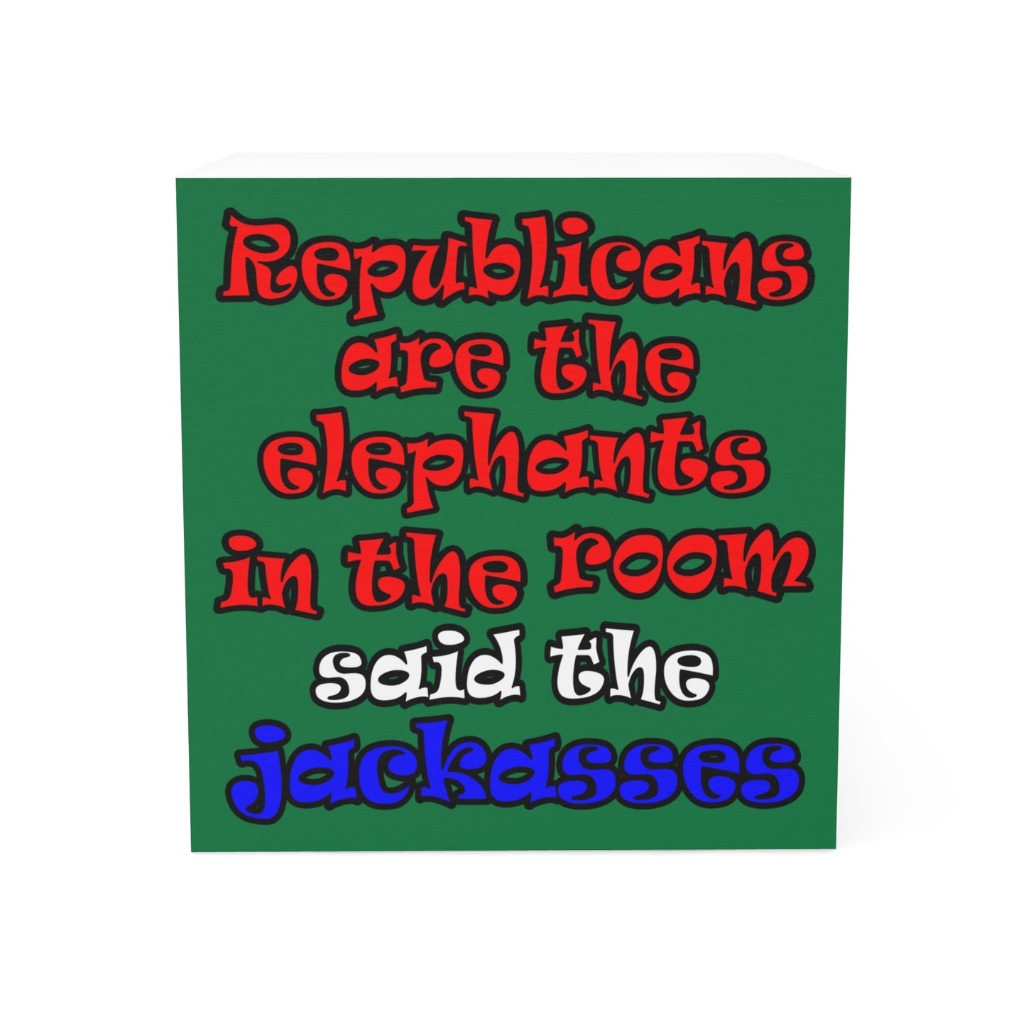 donkeys and elephants - note cube (dark green)