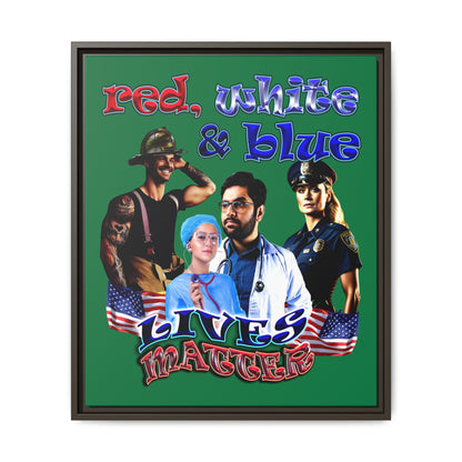 rw&b lives matter - framed canvas art (dark green)