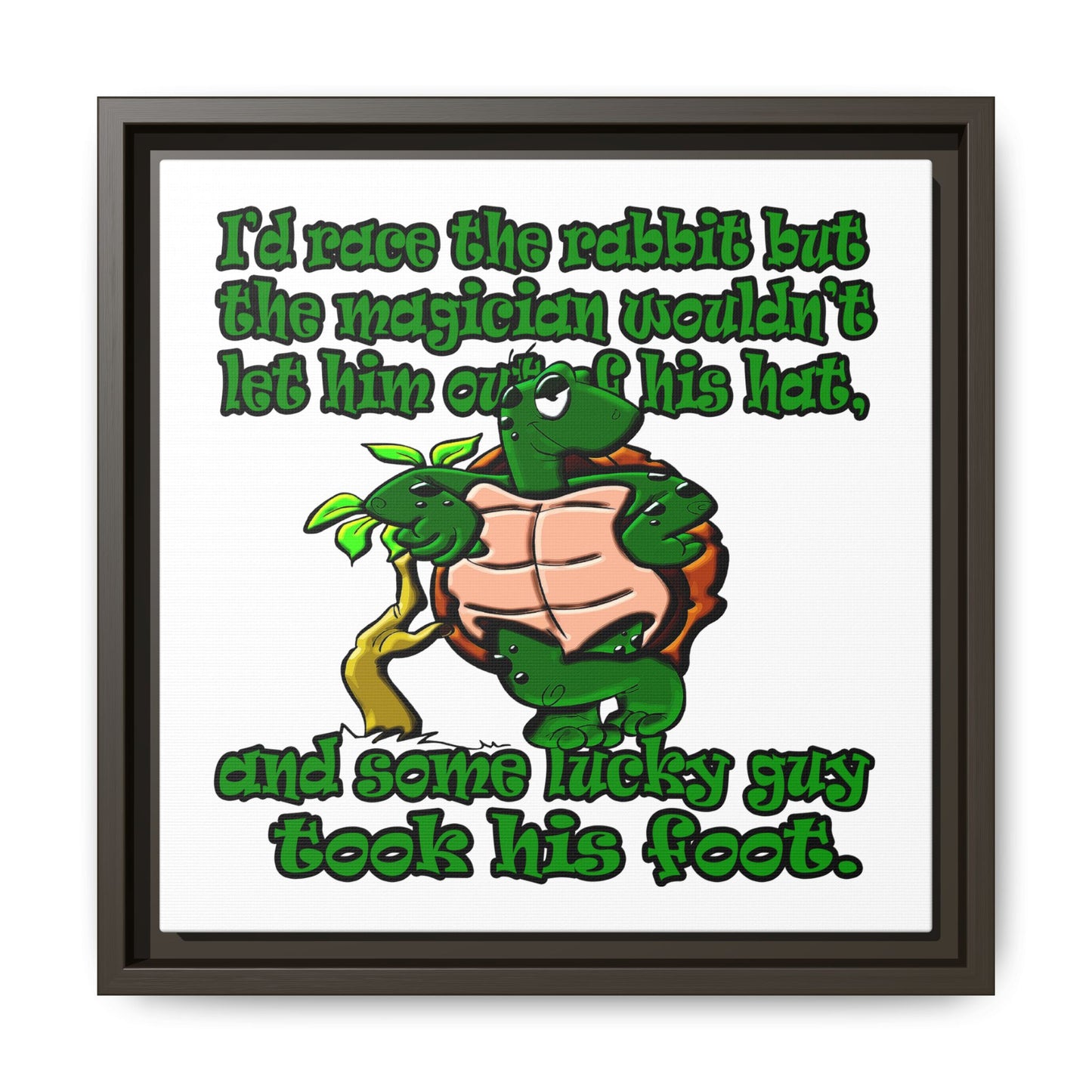 turtle race - framed canvas art (white)
