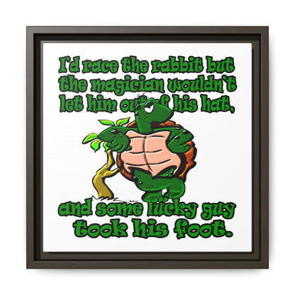 turtle race - framed canvas art (white)