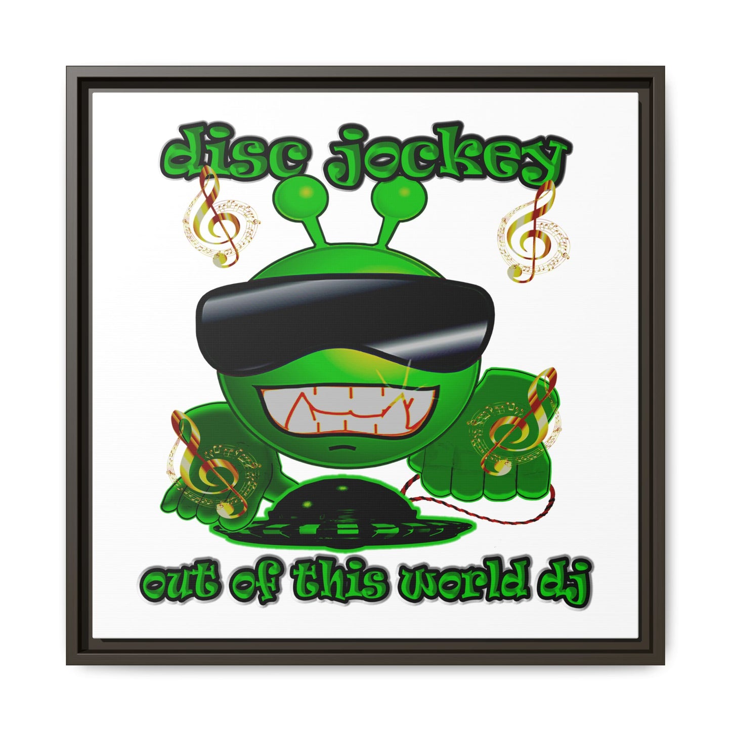 disc jockey - framed canvas art (white)