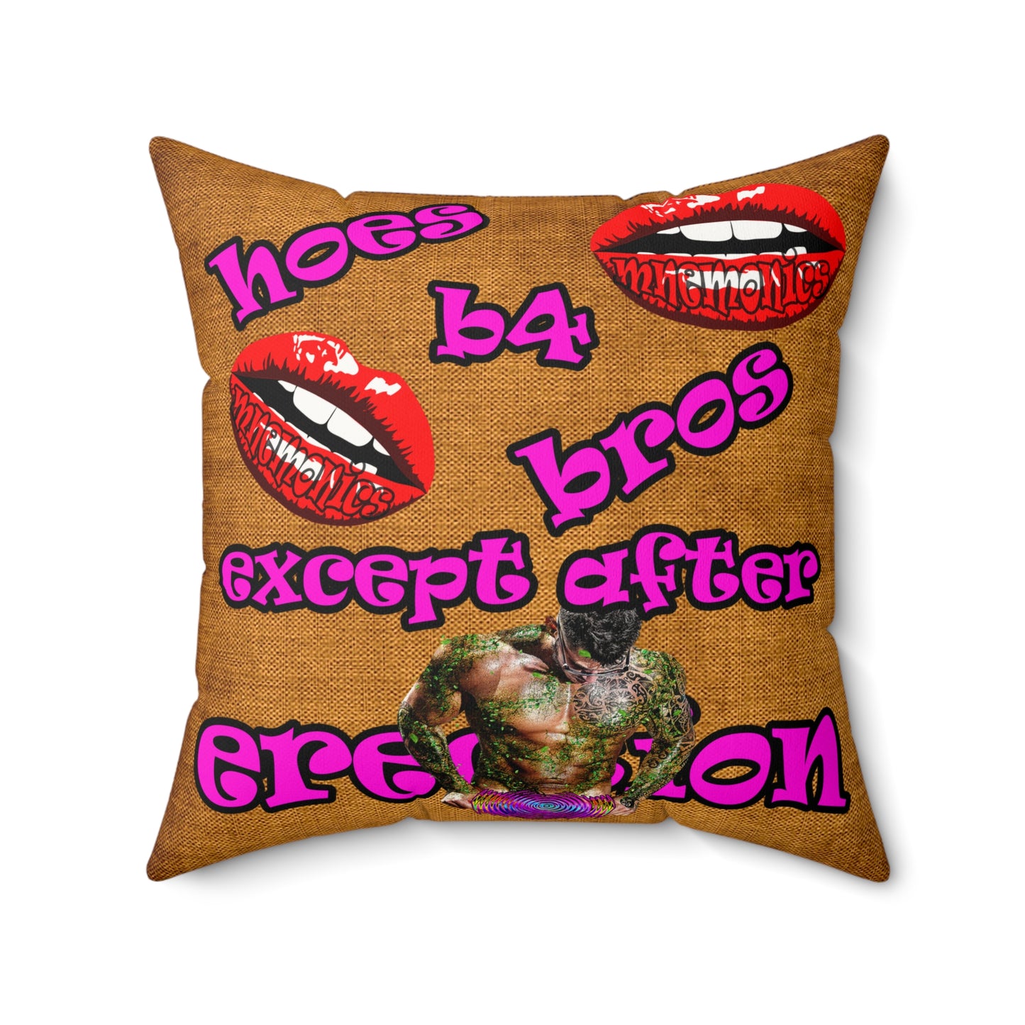 hoes b4 bros - Faux Suede Square Pillow - (dichromatic brown papyrus)