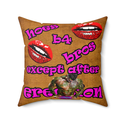 hoes b4 bros - Faux Suede Square Pillow - (dichromatic brown papyrus)