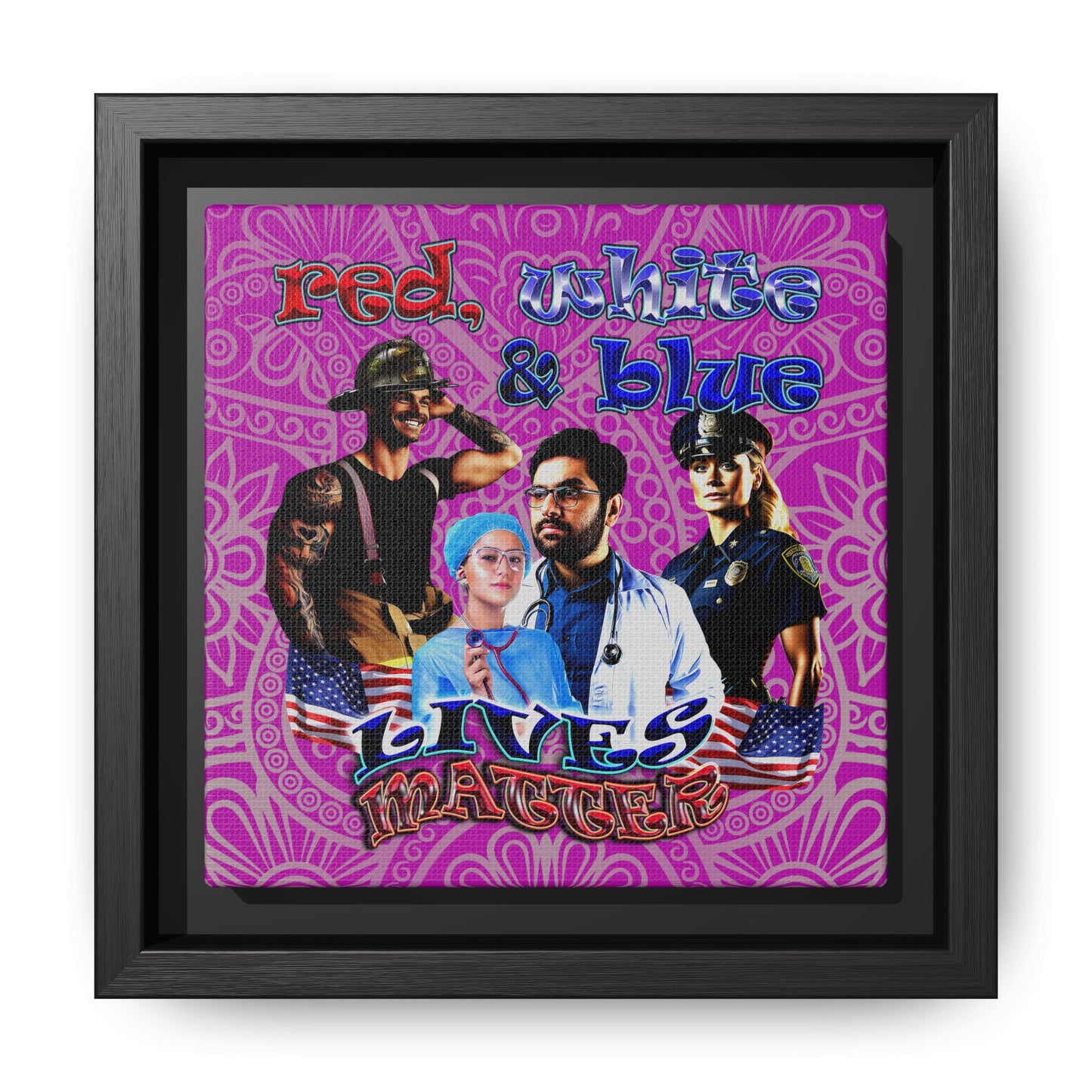 rw&b lives matter - framed canvas art (pink swirl)