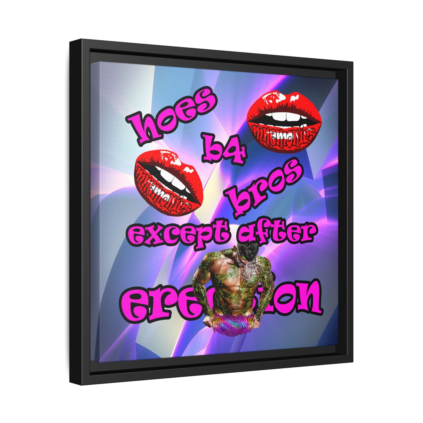 hoes b4 bros - framed canvas art (grey-pink wave)