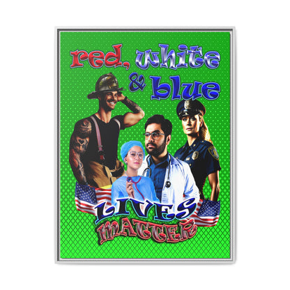 rw&b lives matter - framed canvas art (logo green)