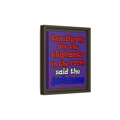 donkeys and elephants - framed canvas art (purple)