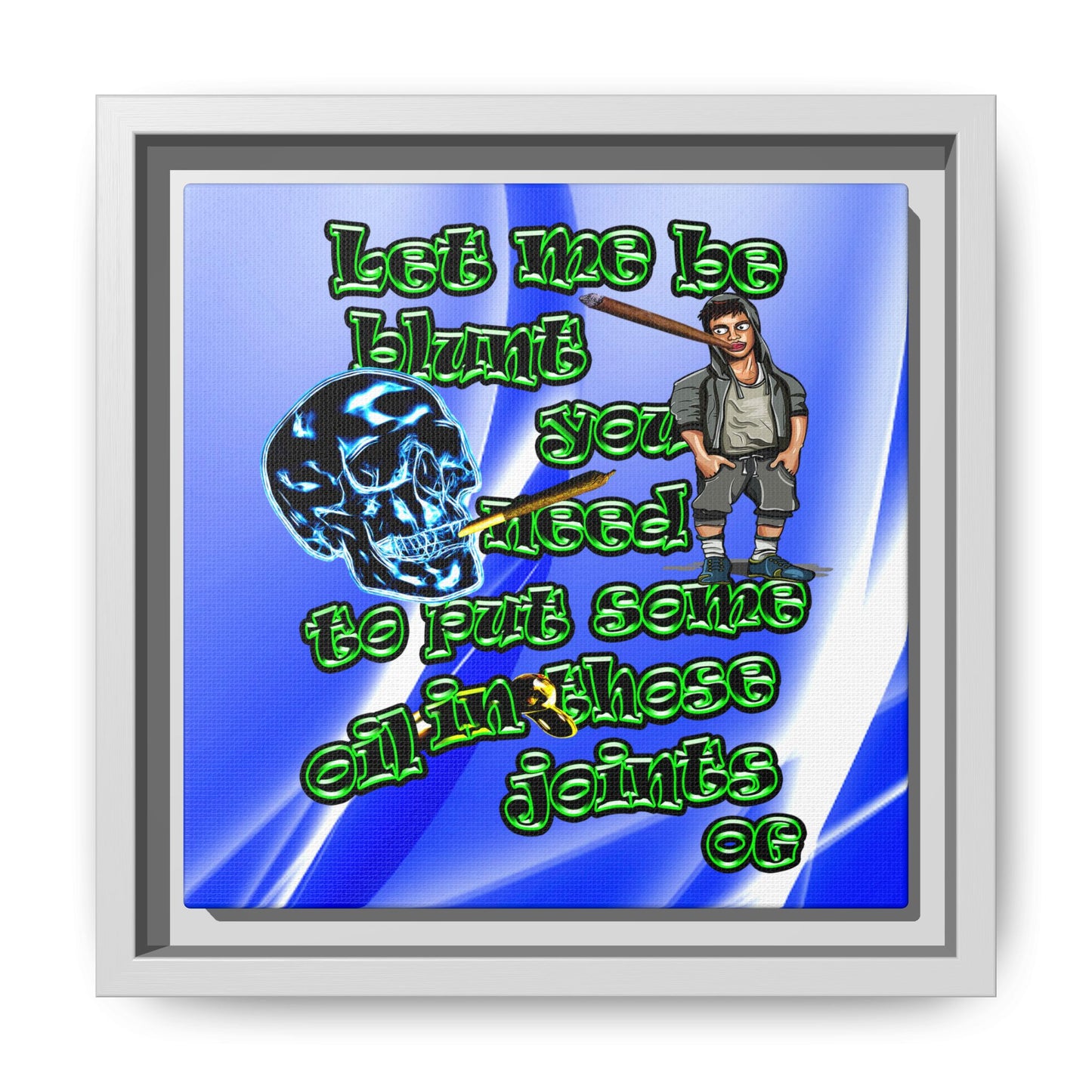 og - framed canvas art (blue-white wave)