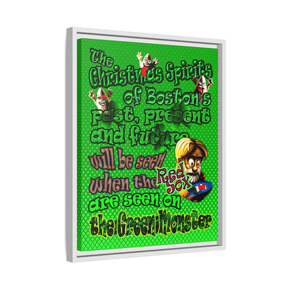 christmas spirits of boston - framed canvas art (logo green)