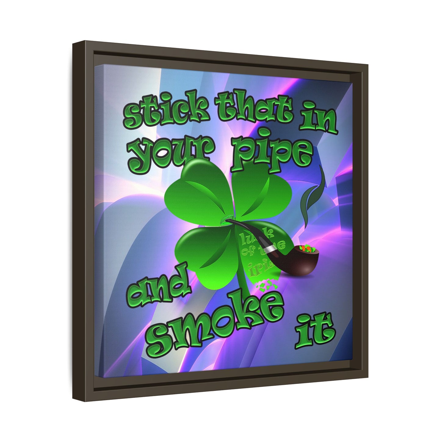 stick that in your pipe and smoke it - framed canvas art (grey-pink wave)