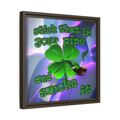 stick that in your pipe and smoke it - framed canvas art (grey-pink wave)
