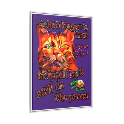 schrodinger's cat - framed canvas art (purple)