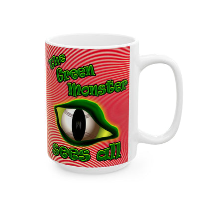 green monster - White Mug (yellow-orange wave)