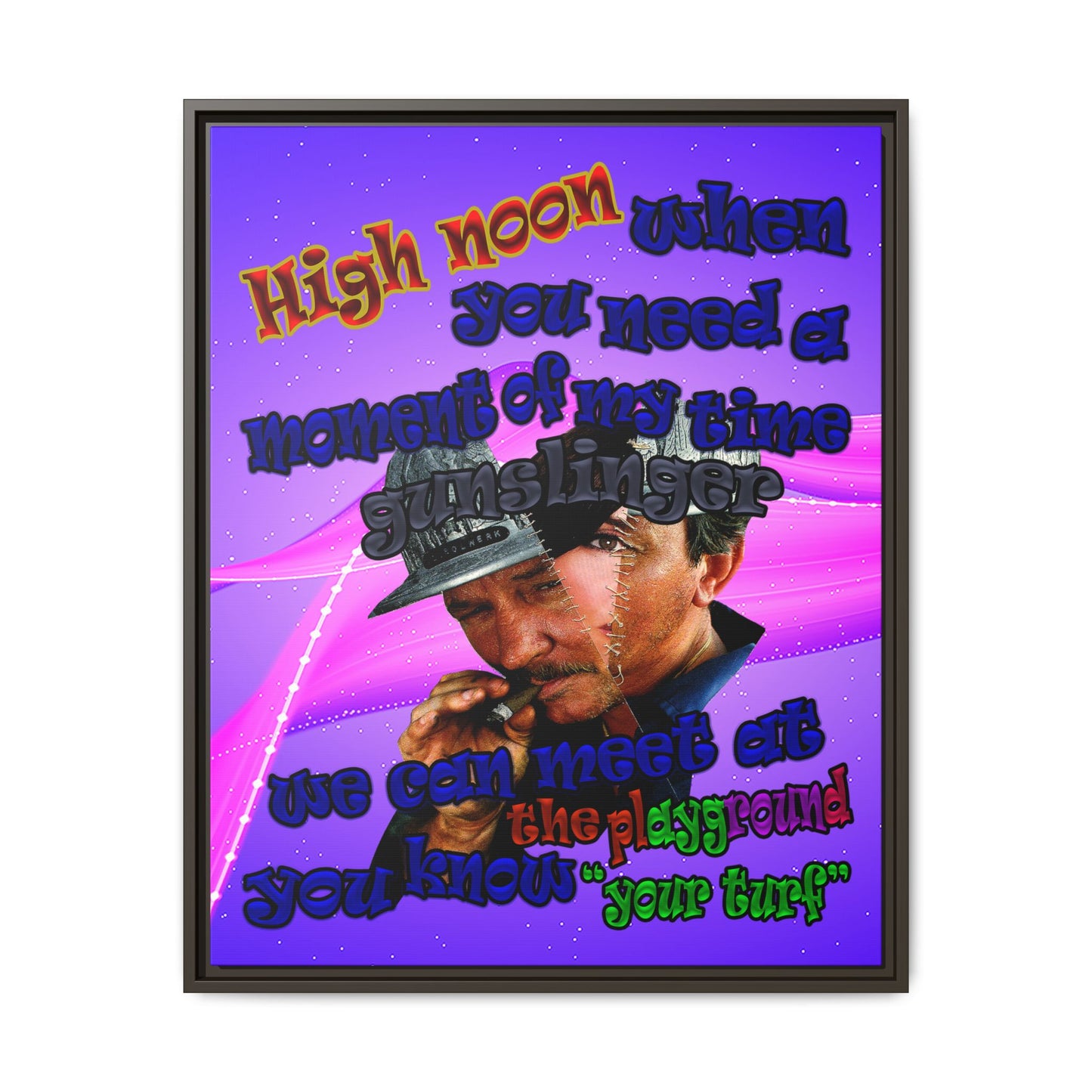 high noon - framed canvas art (purple-pink wave)