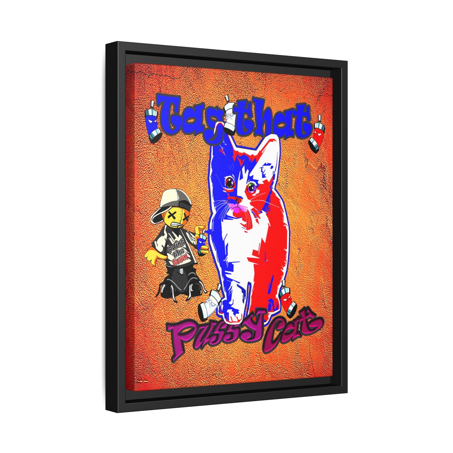 tag that - framed canvas art (burnt orange)