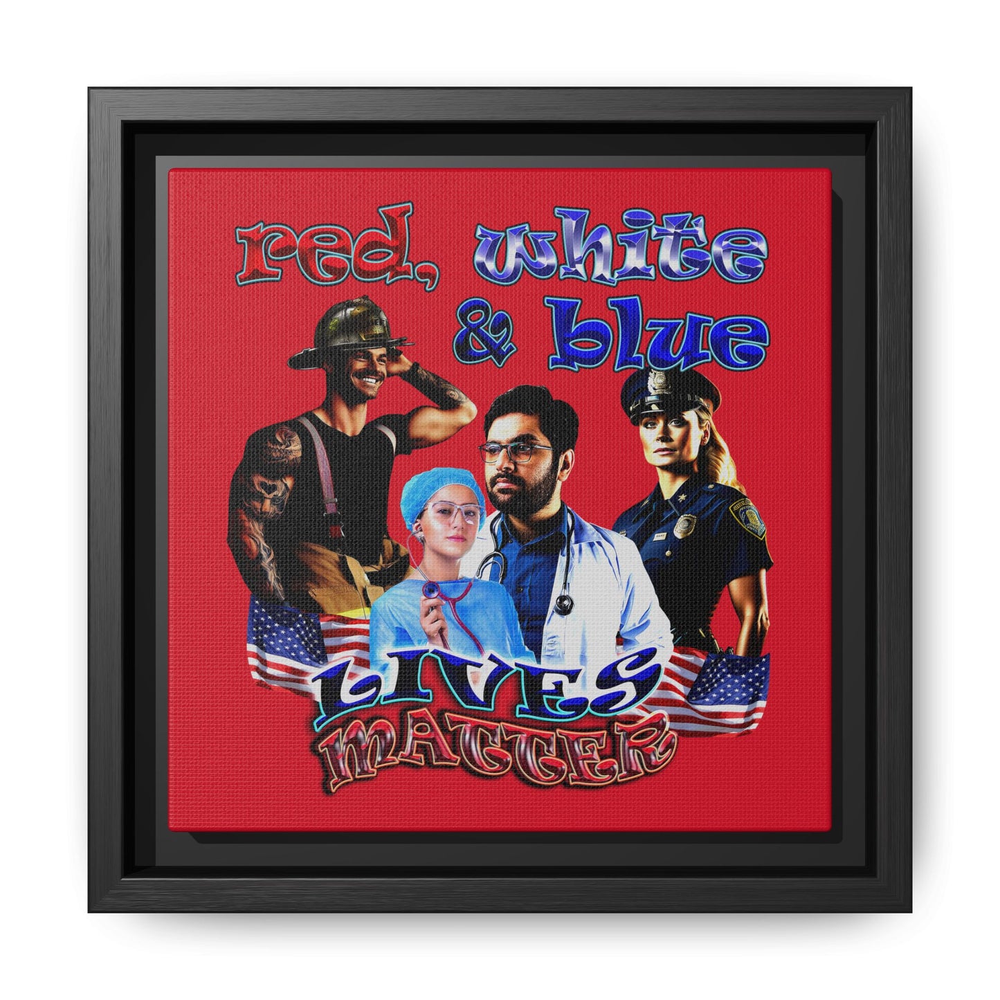 rw&b lives matter - framed canvas art (dark red)
