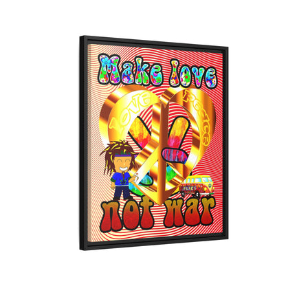 love peace - framed canvas art (yellow-orange wave)
