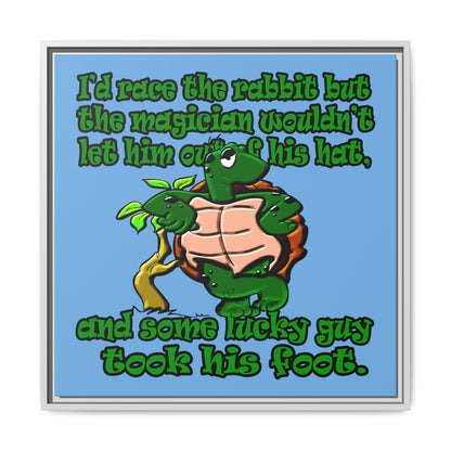 turtle race - framed canvas art (light blue)