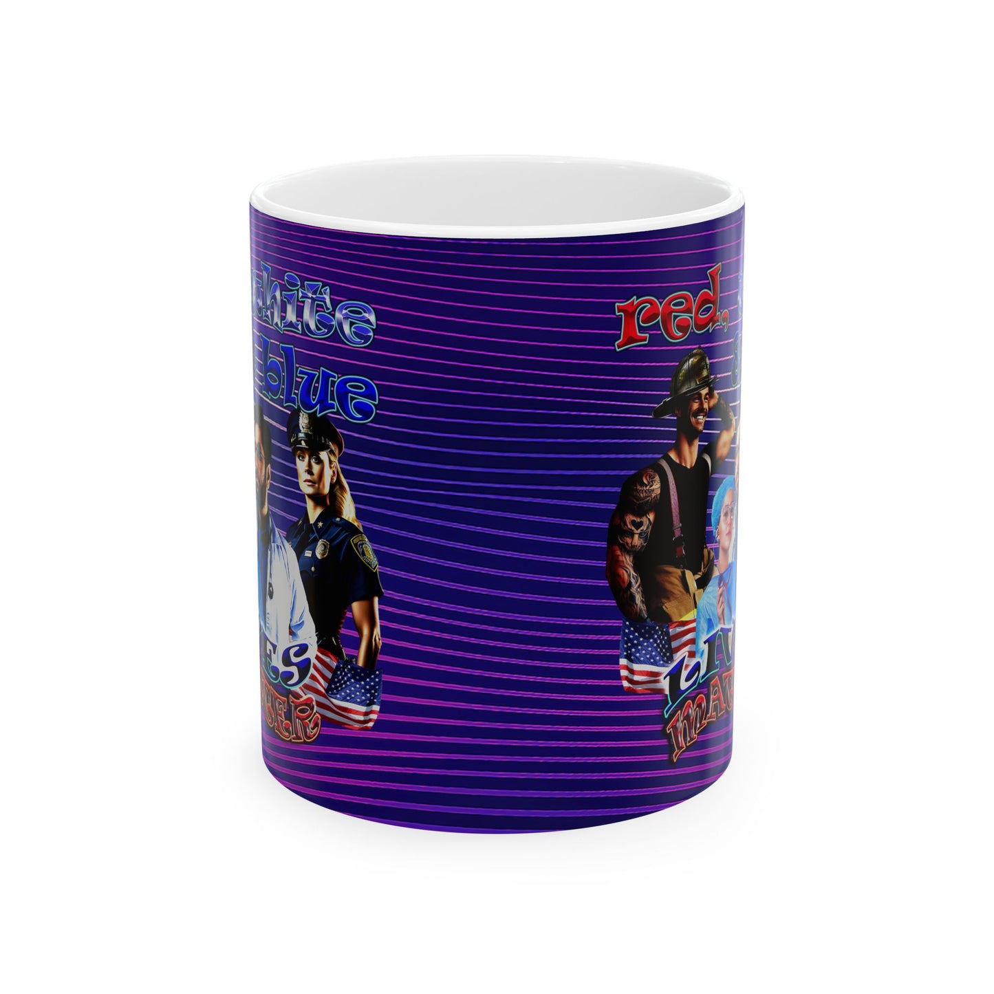 rw&b lives matter - White Mug (purple wave)
