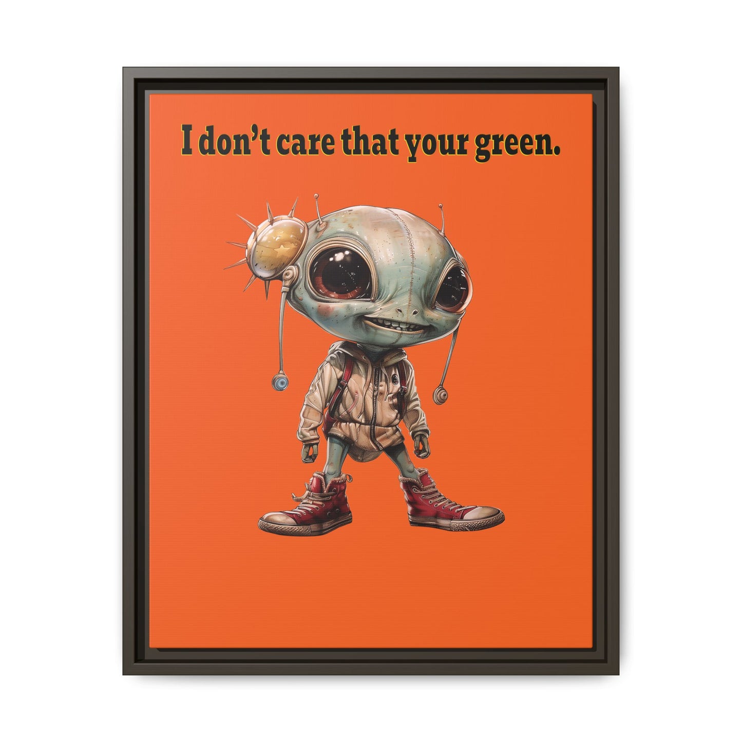 I don't care that your green - framed canvas art (orange)