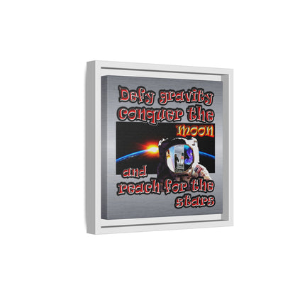 defy conquer reach - framed canvas art (brushed nickel)