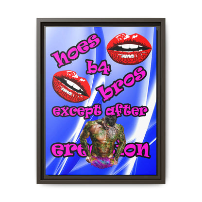 hoes b4 bros - framed canvas art (blue-white wave)