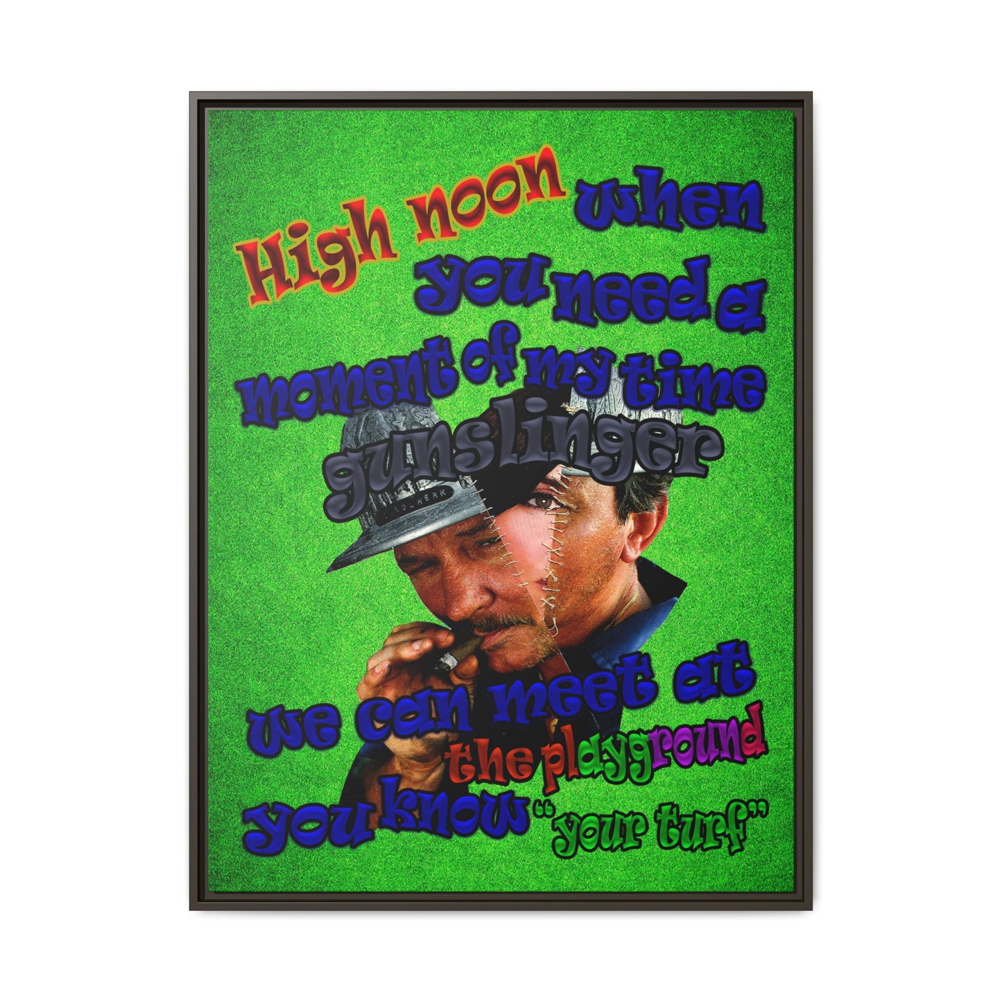 high noon - framed canvas art (green turf)