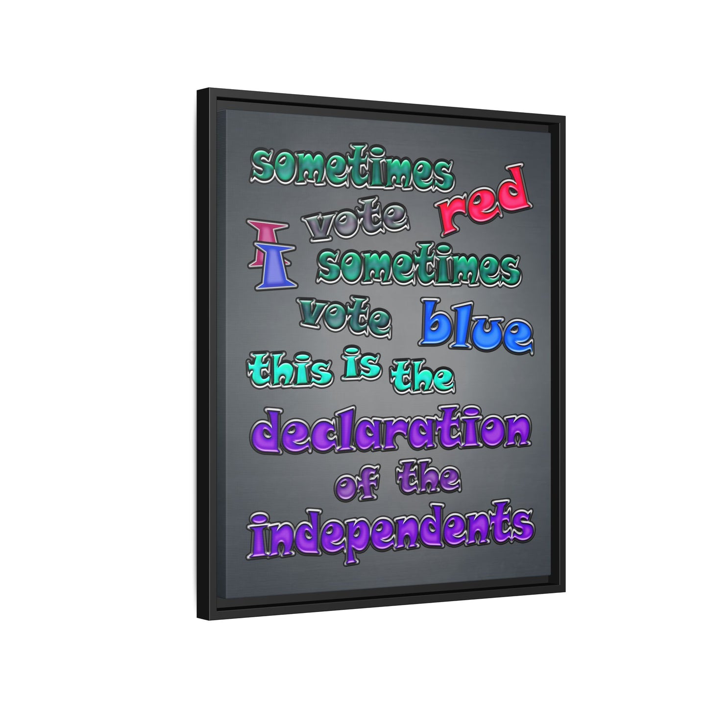 declaration of the independents - framed canvas art (grey-light grey)