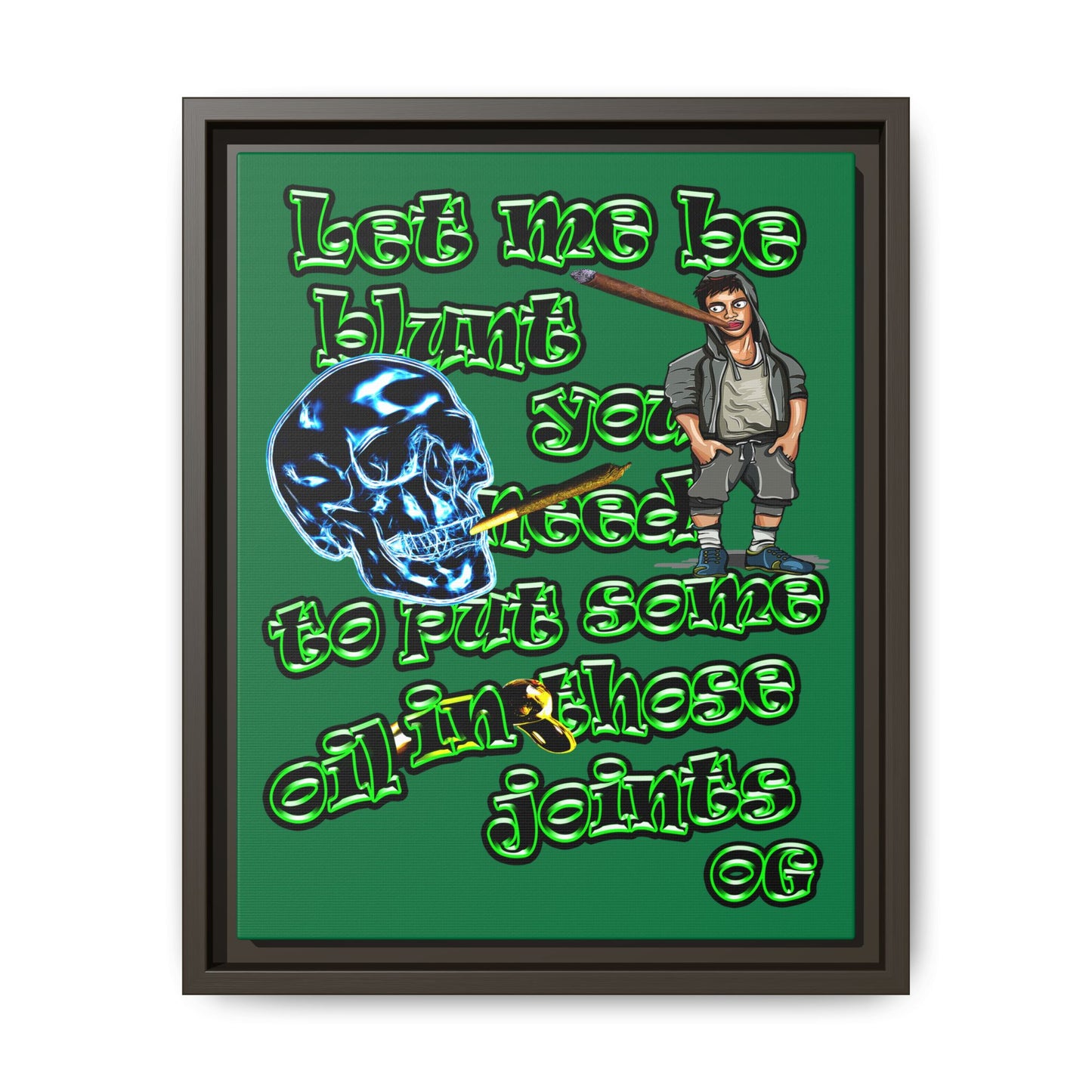 og - framed canvas art (dark green)