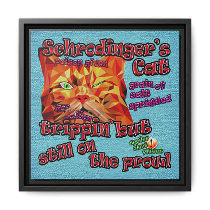 schrodinger's cat - framed canvas art (faded blue)