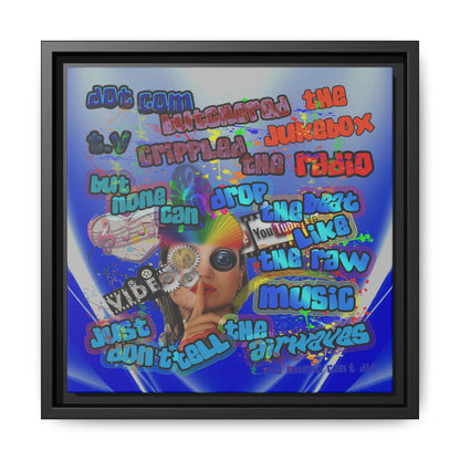 drop the beat - framed canvas art (blue-white wave)