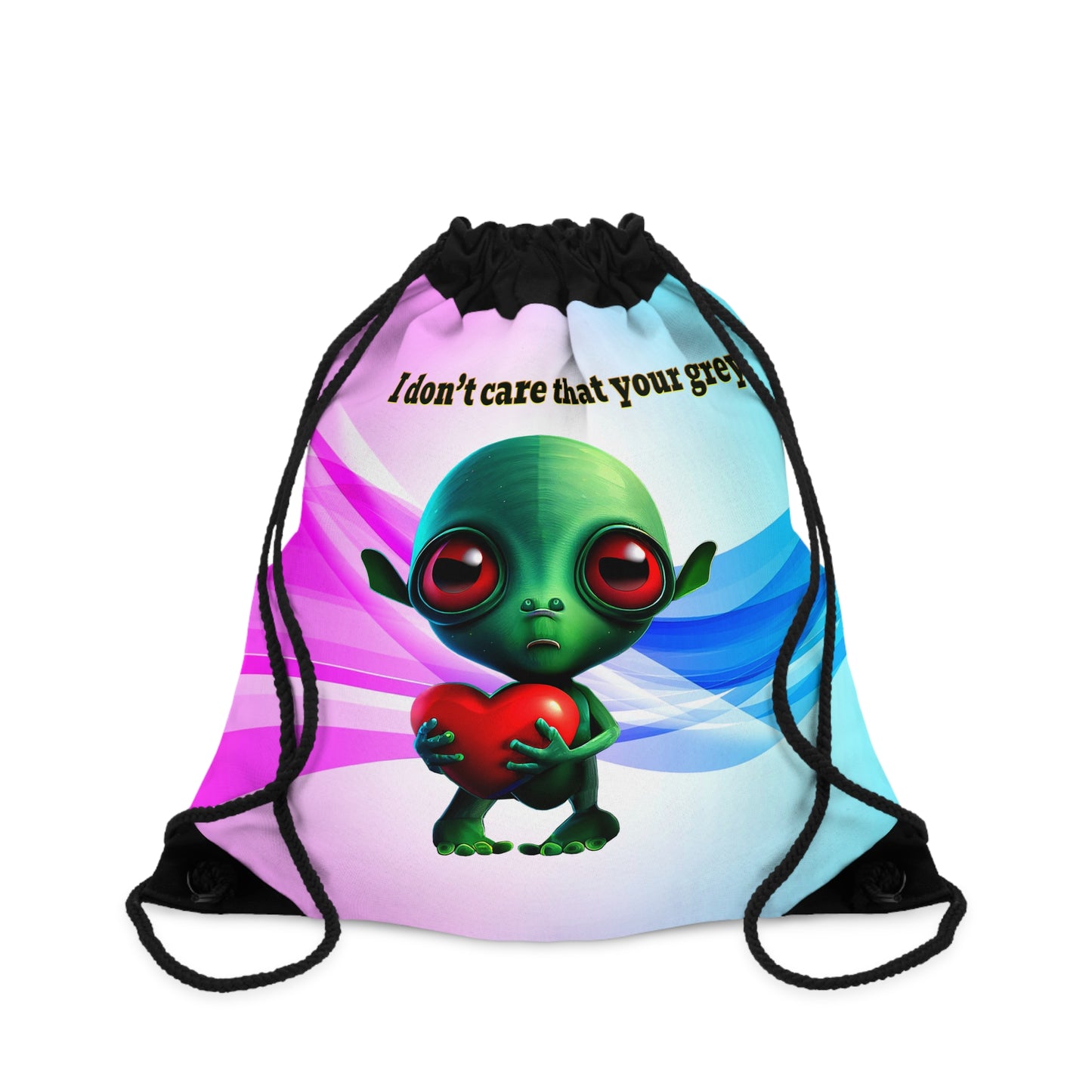 I don't care that your grey - Drawstring Bag (light blue-pink wave)