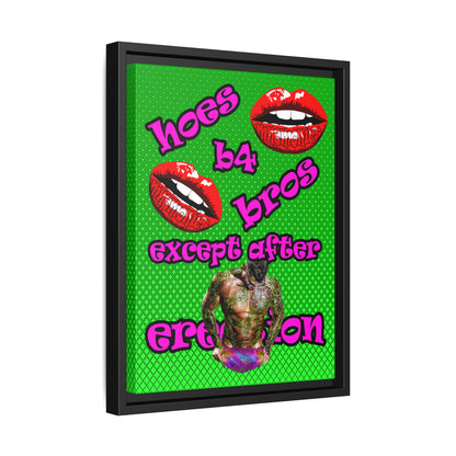 hoes b4 bros - framed canvas art (logo green)