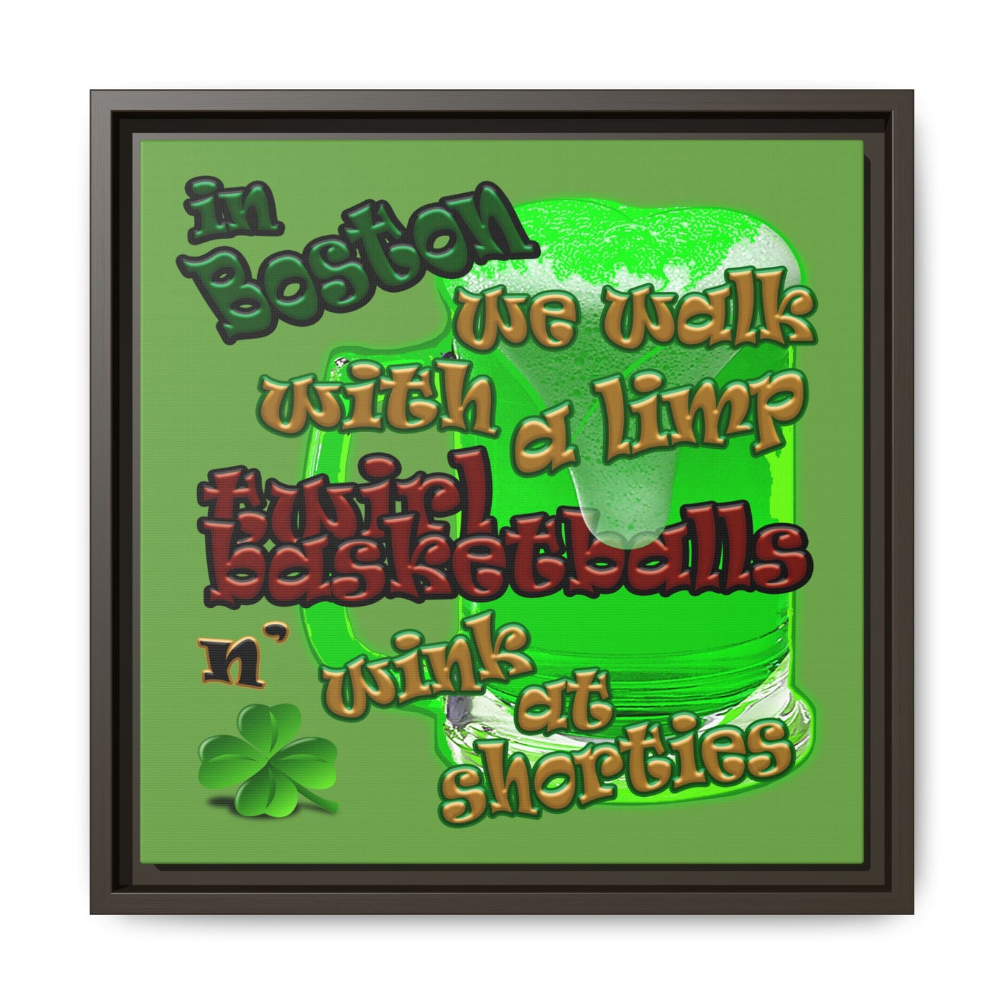 celtics logo - framed canvas art (green)
