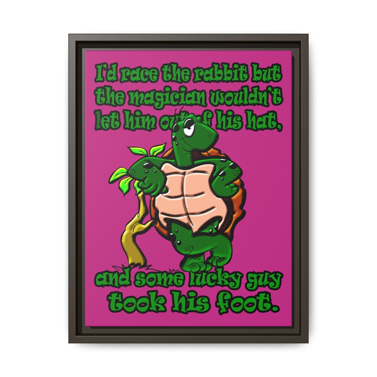 turtle race - framed canvas art (pink)