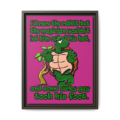 turtle race - framed canvas art (pink)