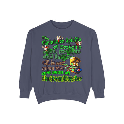 christmas spirits of boston - Unisex Garment-Dyed Sweatshirt