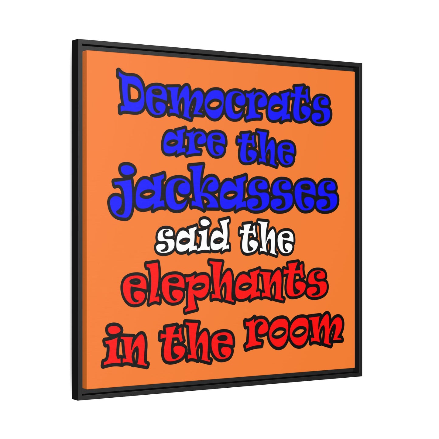 donkeys and elephants - framed canvas art (crusta)
