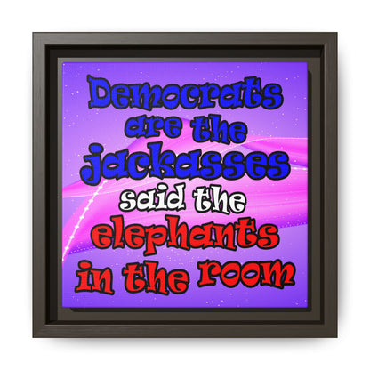 donkeys and elephants - framed canvas art (purple-pink wave)