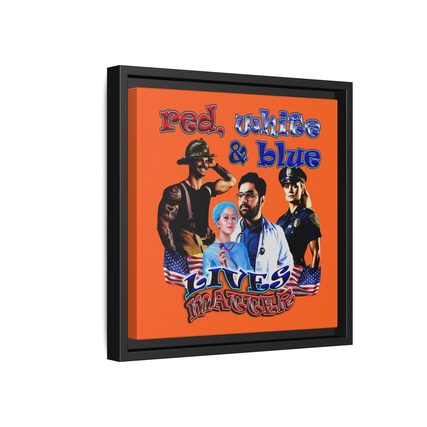 rw&b lives matter - framed canvas art (orange)
