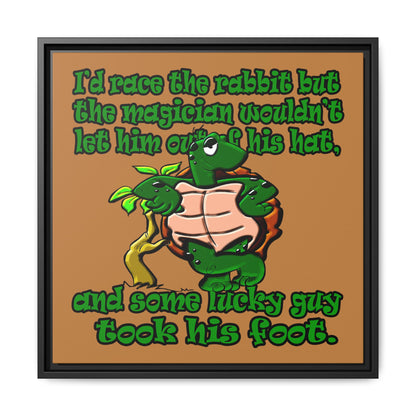 turtle race - framed canvas art (light brown)