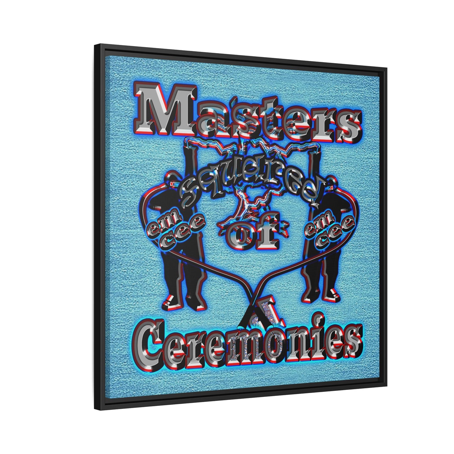 em cee squared - framed canvas art (faded blue)