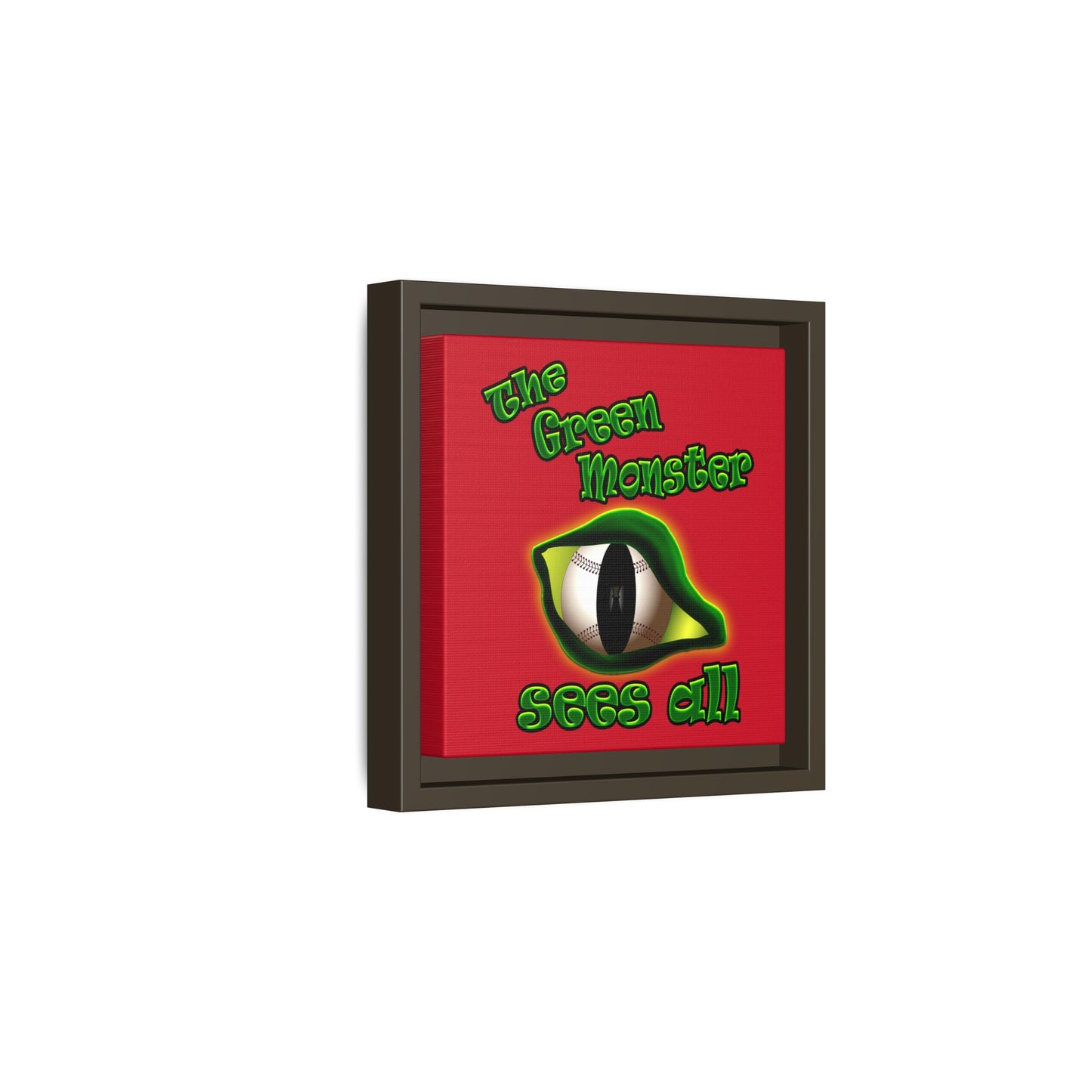 green monster - framed canvas art (dark red)