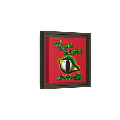 green monster - framed canvas art (dark red)