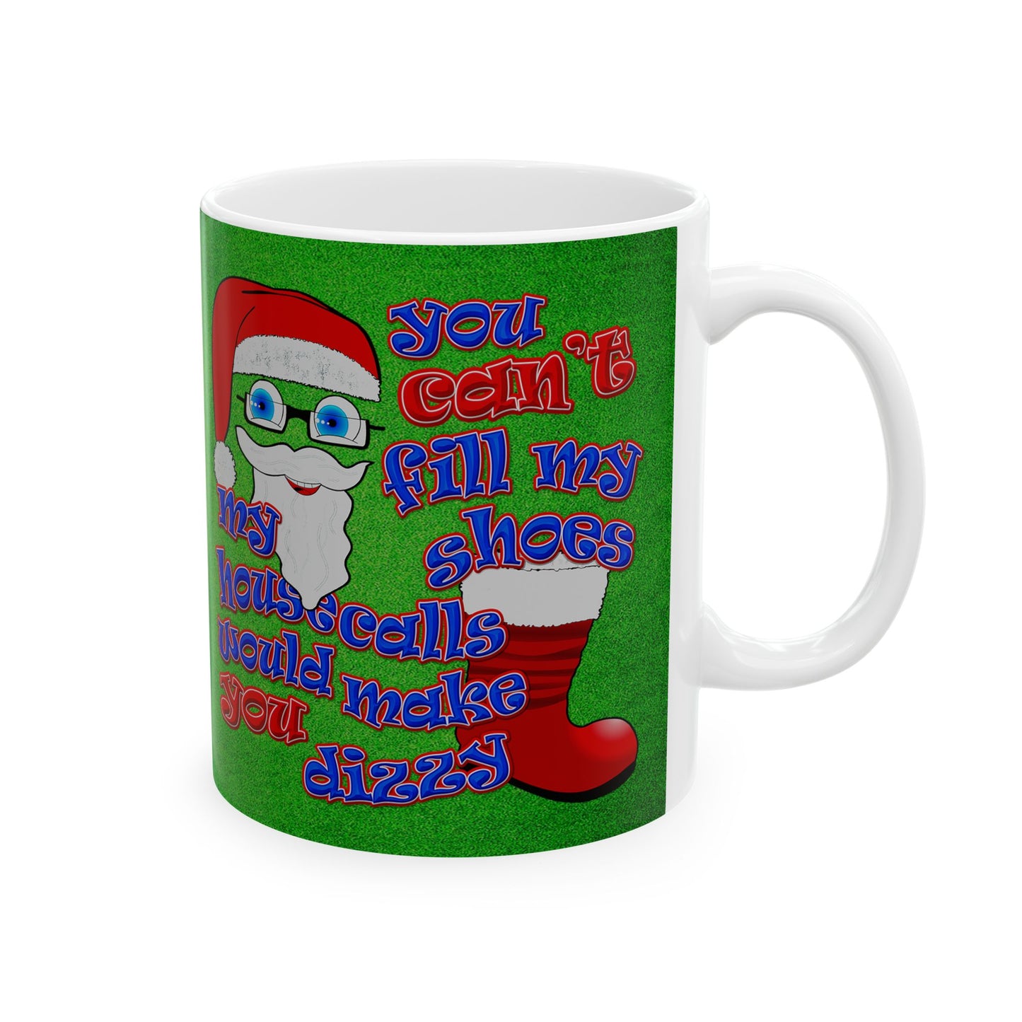santa's shoes - White Mug (green turf)