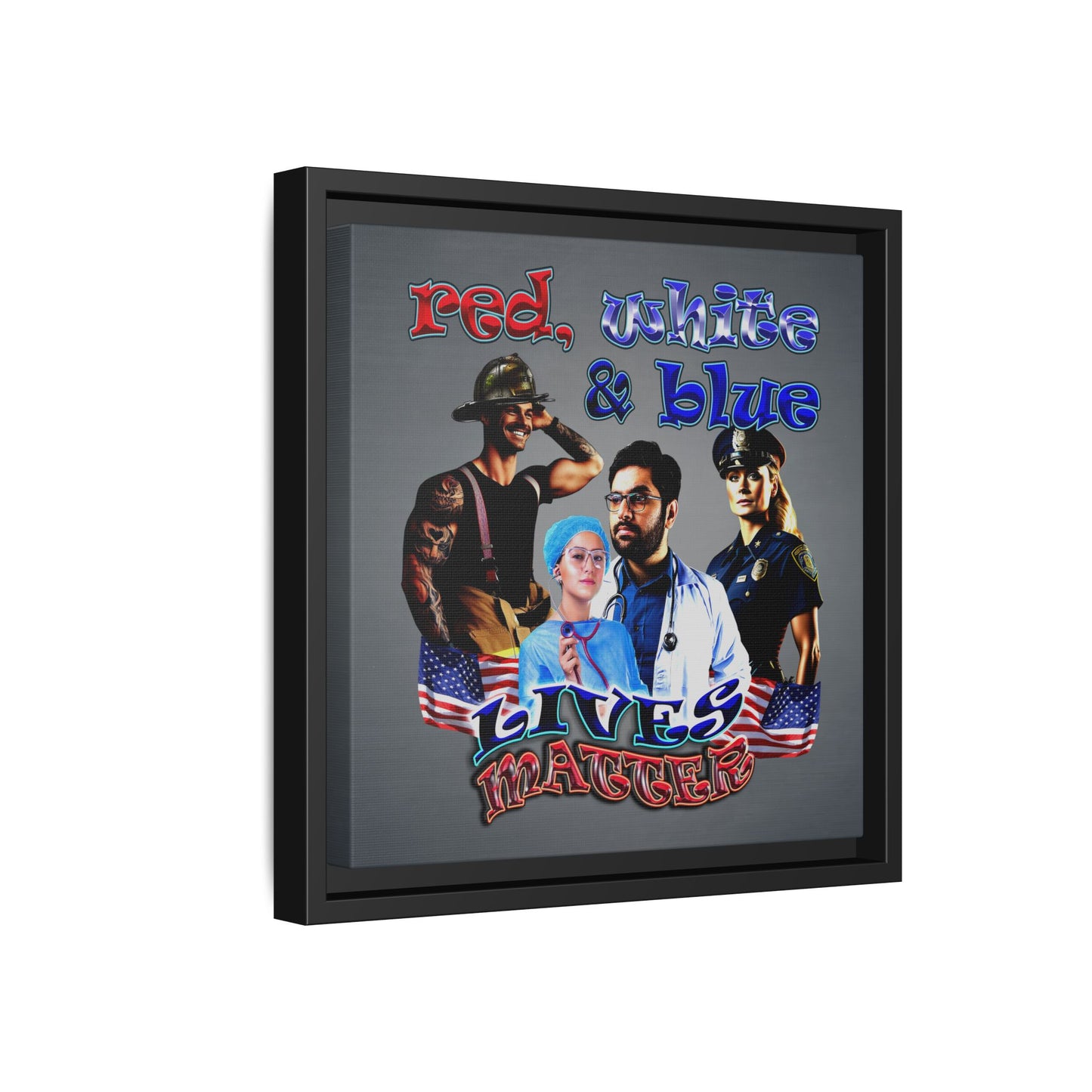 rw&b lives matter - framed canvas art (grey-light grey)
