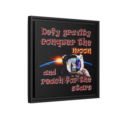 defy conquer reach - framed canvas art (black)