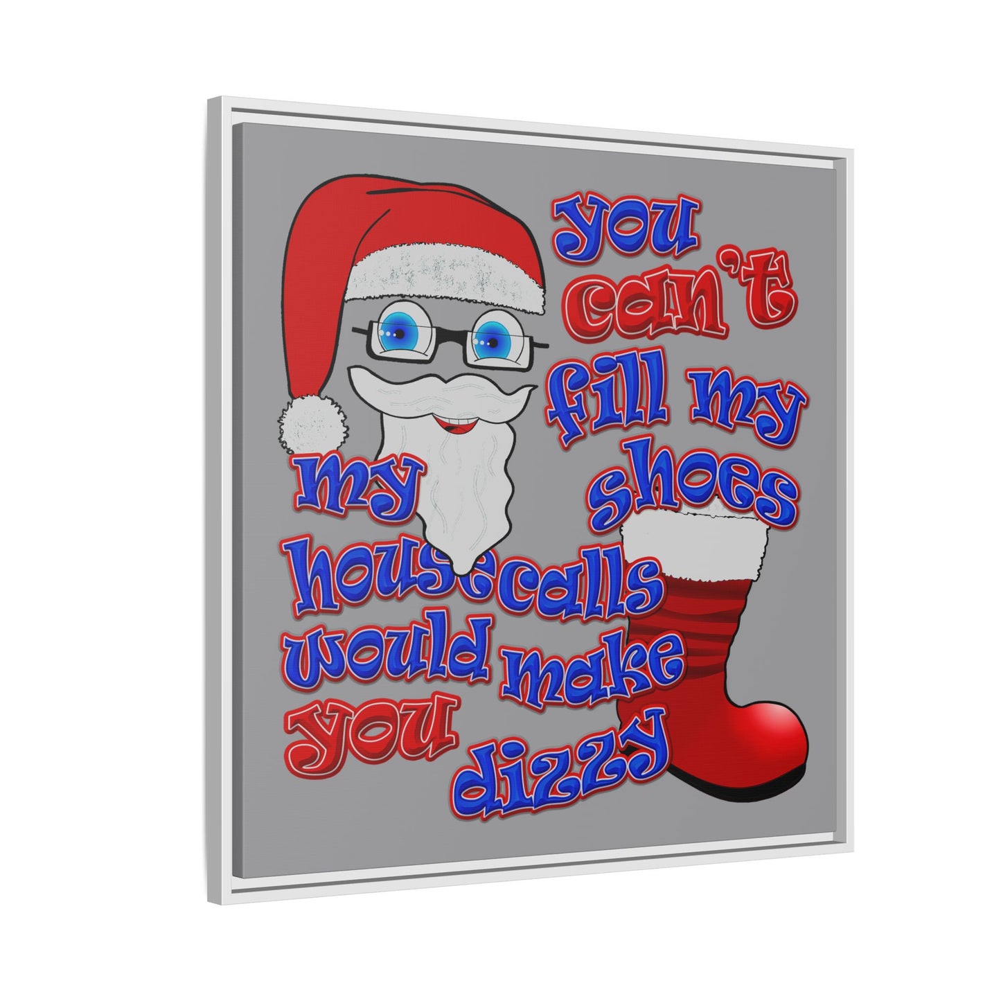 santa's shoes - framed canvas art (grey)