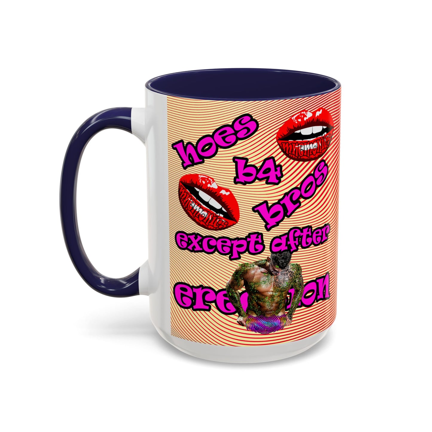 hoes b4 bros - Accent Mug (yellow-orange wave)