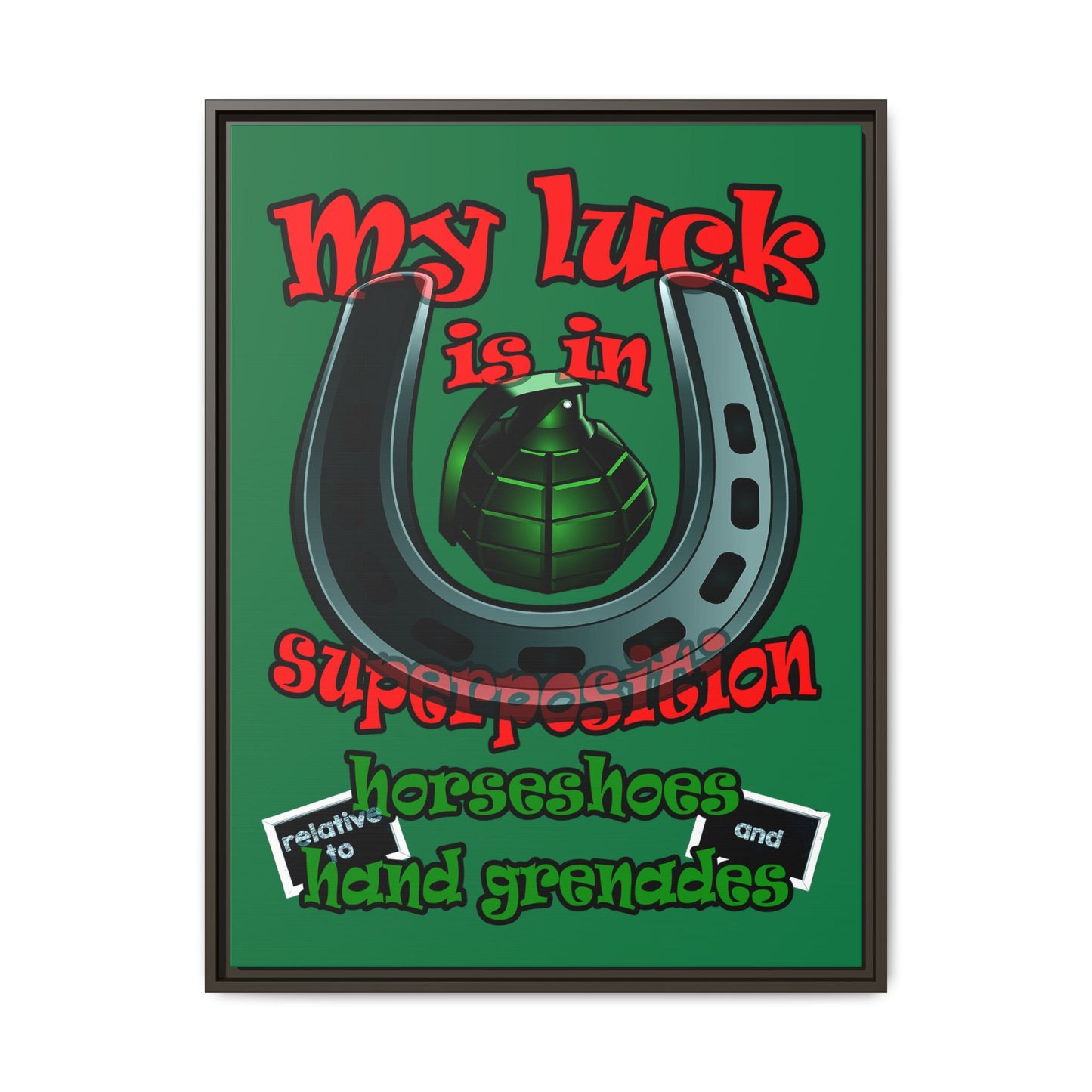 my luck - framed canvas art (dark green)
